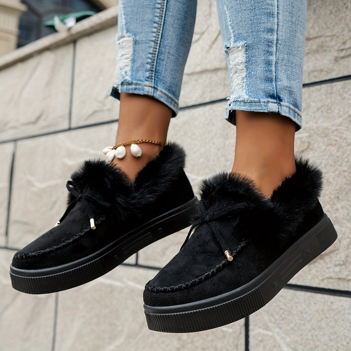 Women's Warm Comfy Slip-On Winter Snow Shoes Thermal Insulated