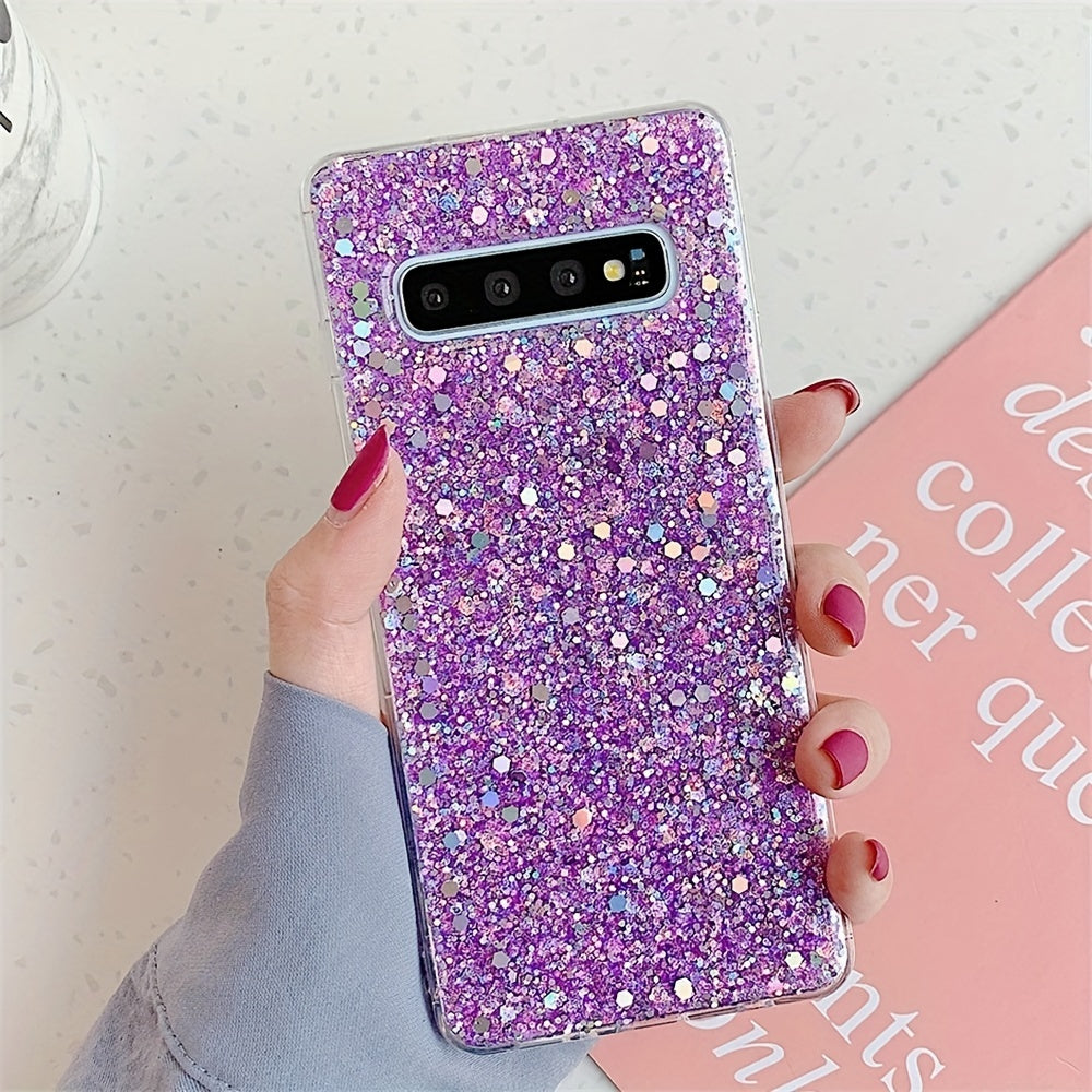 Rang-barang porloq glitter sequined TPU telefon qutisi Samsung Galaxy S10 S10 Plus uchun shokga chidamli tushishdan himoya