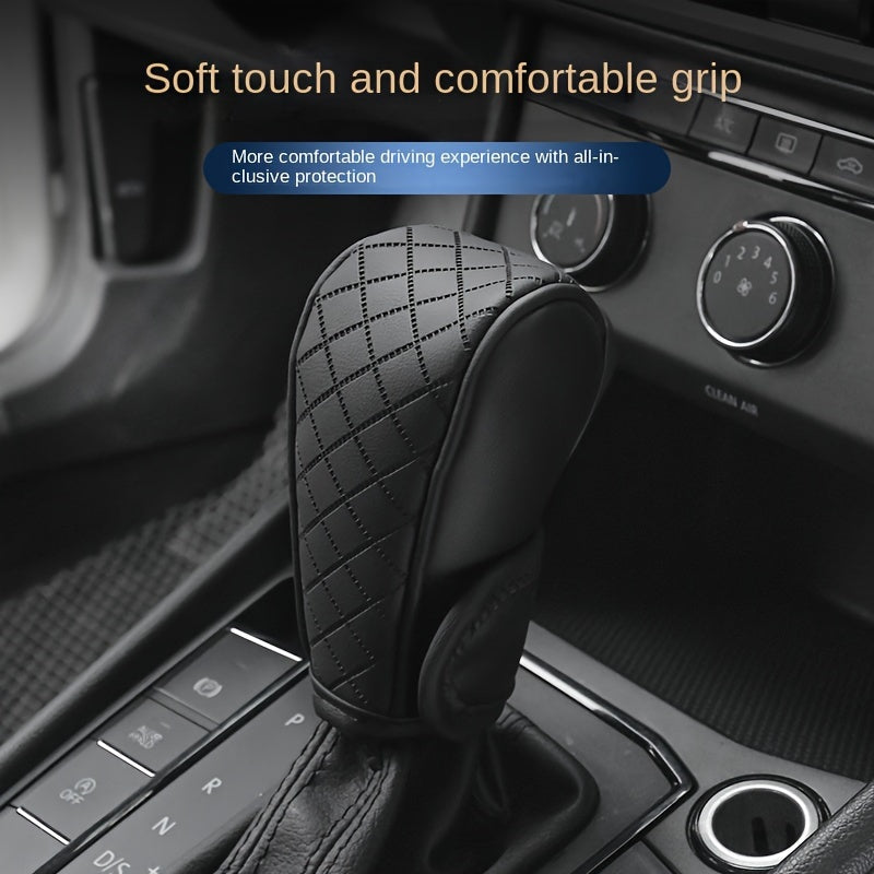 Universal PU Leather Non-Slip Car Gear Shift Knob Cover Black Auto Parts