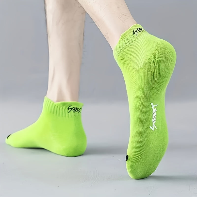 Men's Liner Anklet Socks 10 Pairs Breathable Absorbent Knit Polyester Spandex