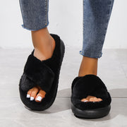 Women's Faux Fur Slippers with EVA Sole Indoor House Shoes