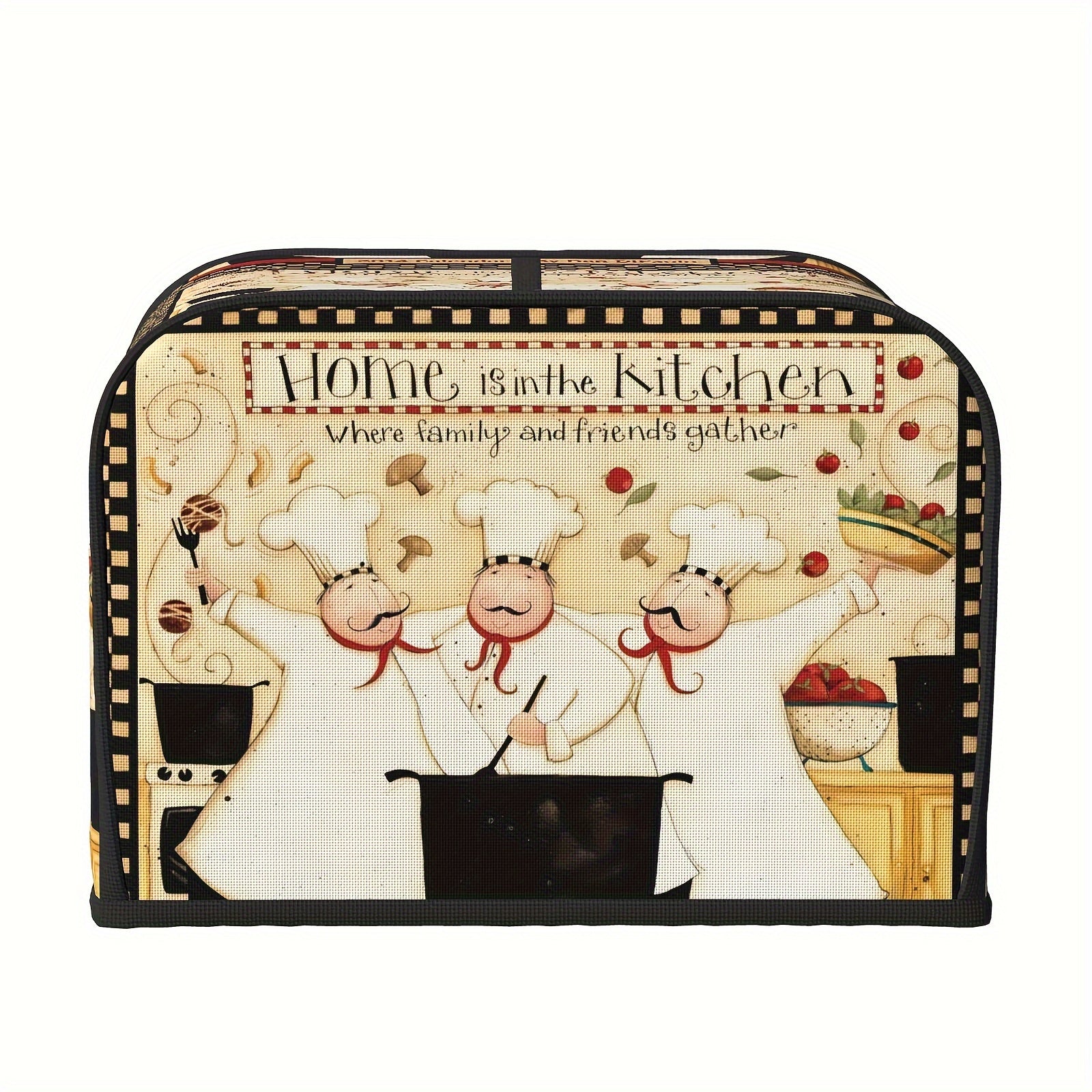 Винтажный чехол для тостера в стиле фермерского дома с забавной темой толстого шеф-повара - моющийся и пылезащитный чехол для стандартного тостера на 2/4 тоста с верхним крючком - 1 штука