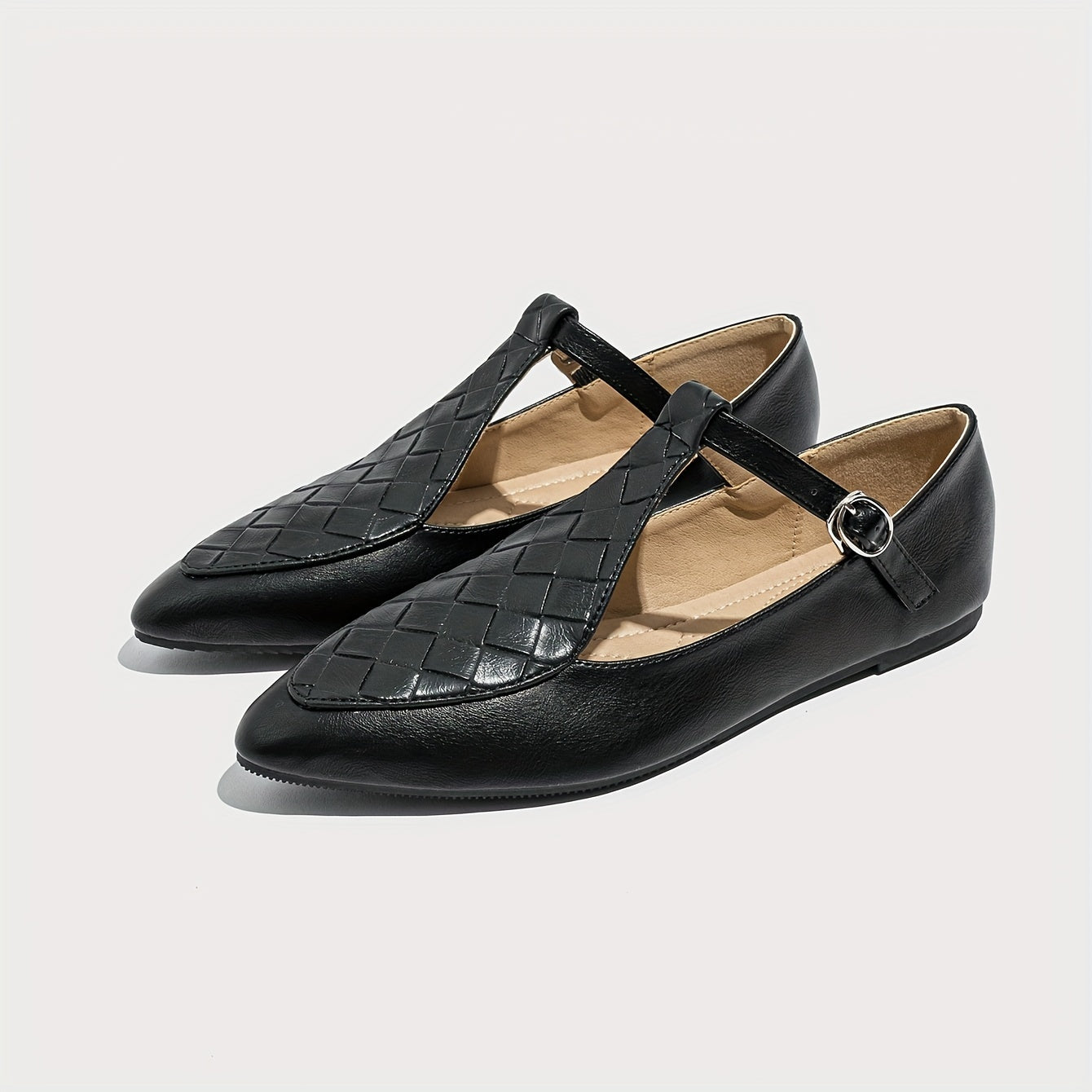 Women Brown Microfiber T-Strap Mary Jane Flats with Low Heel