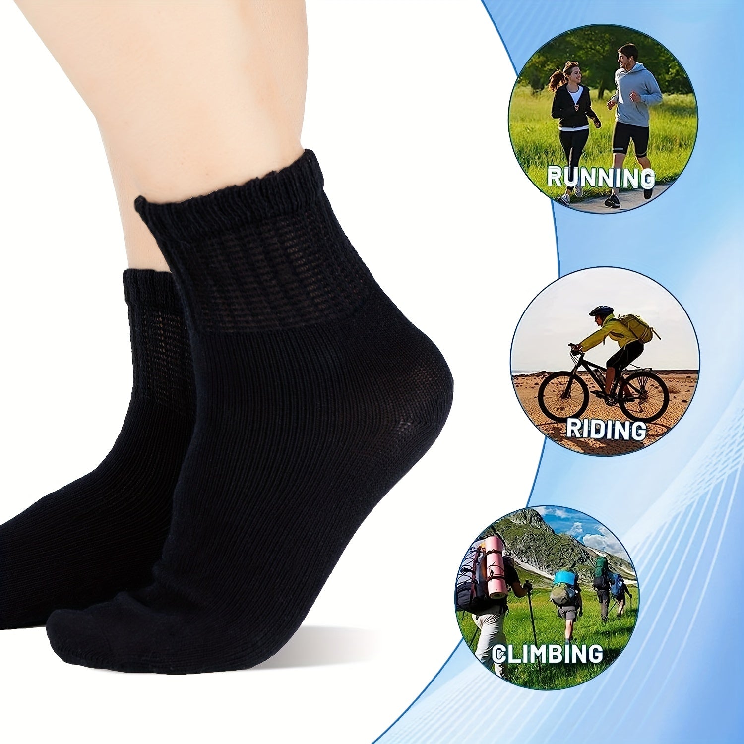 4 Pairs Diabetic Ankle Socks Men Women Non-Binding Loose Fit Cotton Nylon Spandex