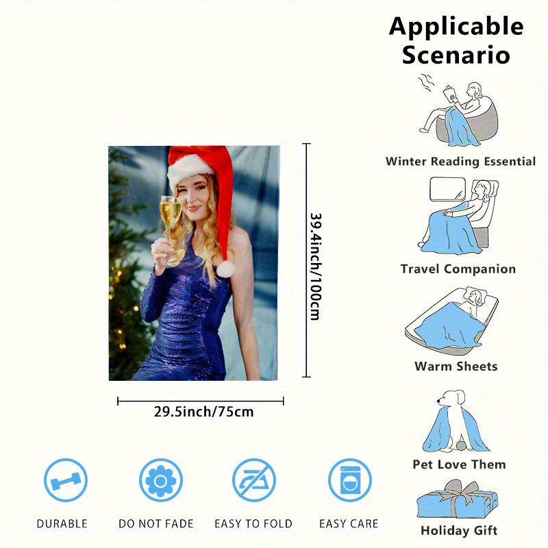 Personalized Flannel Fleece Throw Blanket with Photos and Text for Home Decor