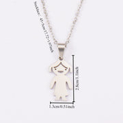 Gender-Neutral Cartoon Character Pendant Necklace 18K Gold Plated Stainless Steel Oval Clasp Jewelry