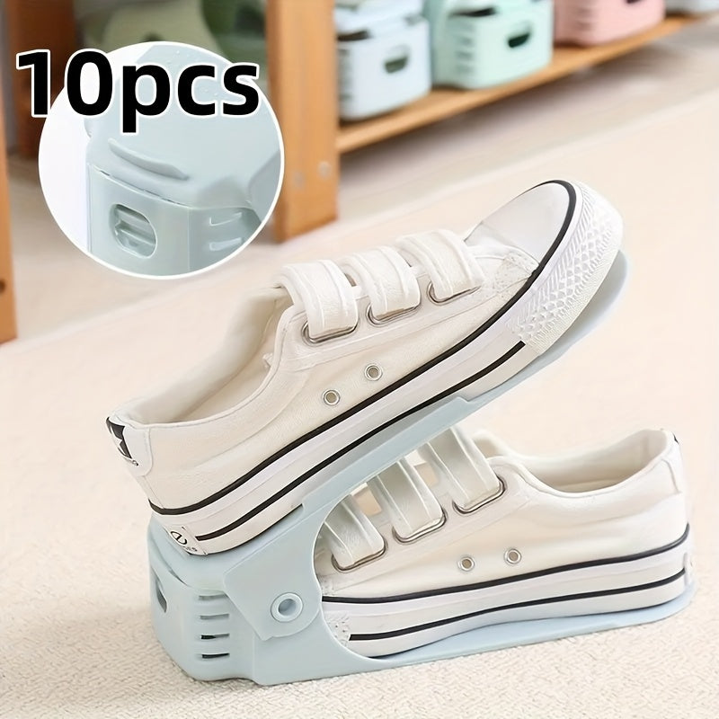 Kiyimlar uchun moslashuvchan saqlash qutisi bilan joyni tejovchi ikki qavatli oyoq kiyimlar javoni