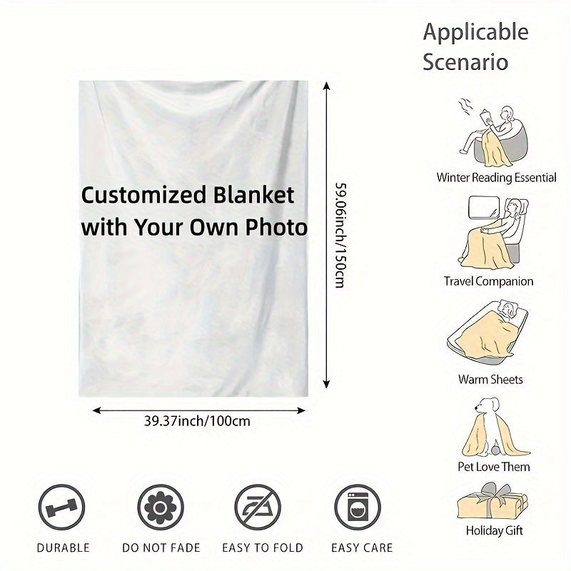 Personalized Flannel Blanket with Photo Custom Throw for Gifting and Cozy Use