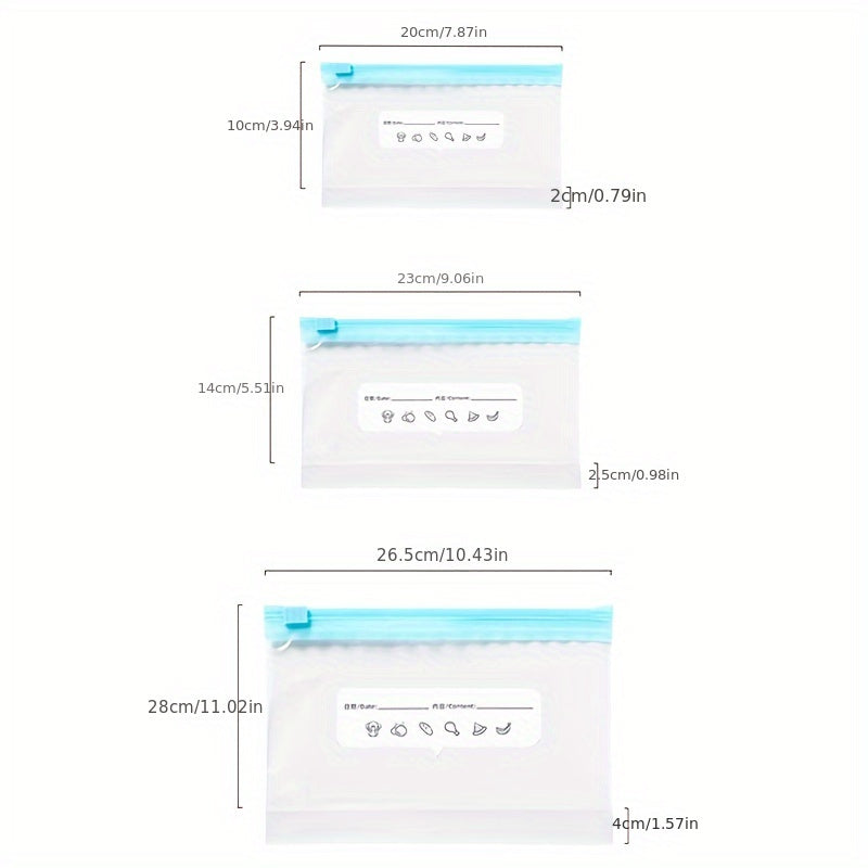 45/60pcs Storage Bags for Fruits Grains Vegetables Meat Zipper Freshness