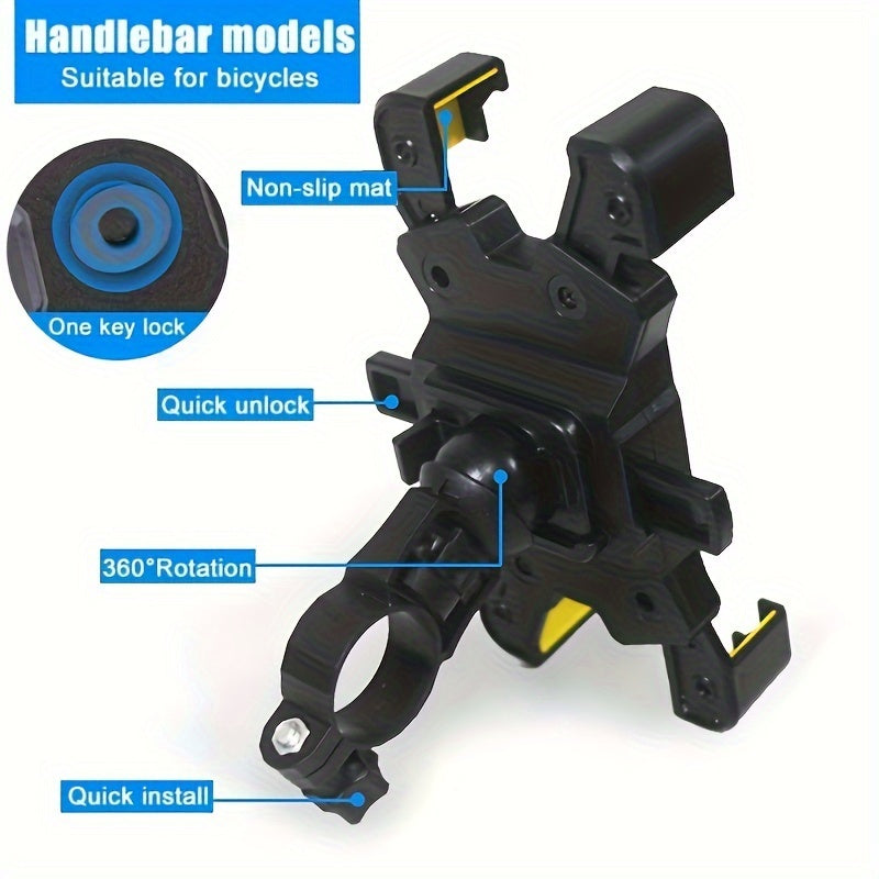 Motorcycle Phone Holder with Automatic Lock Four Claw Handlebar Mount for Bike