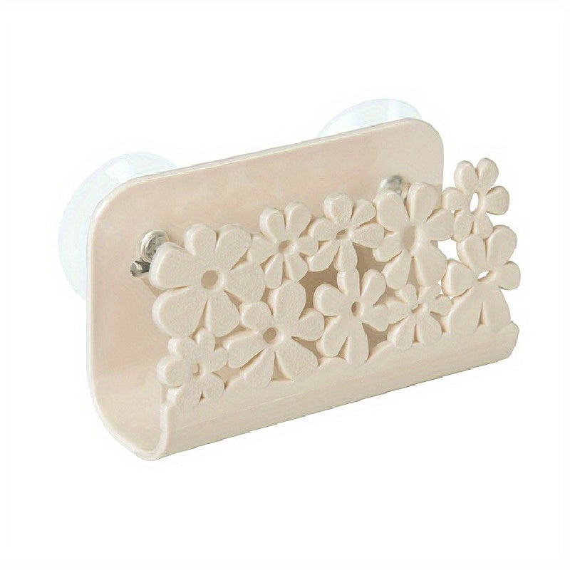 Soporte de jabón de plástico con ventosa y diseño floral para organizador de cocina y baño