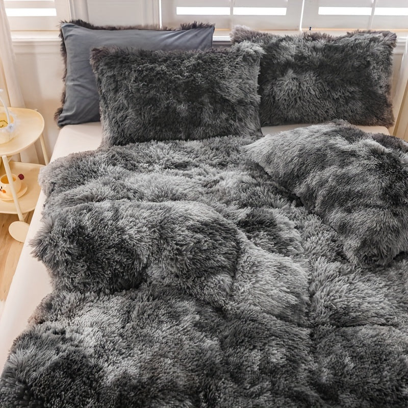 Y2K Tie Dye Plush Duvet Cover Set Includes 1 Duvet Cover and 2 Pillowcases Soft Warm Bedding