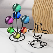 Soporte de exhibición de bola de cristal geométrica negro y plateado para decoración del hogar y oficina