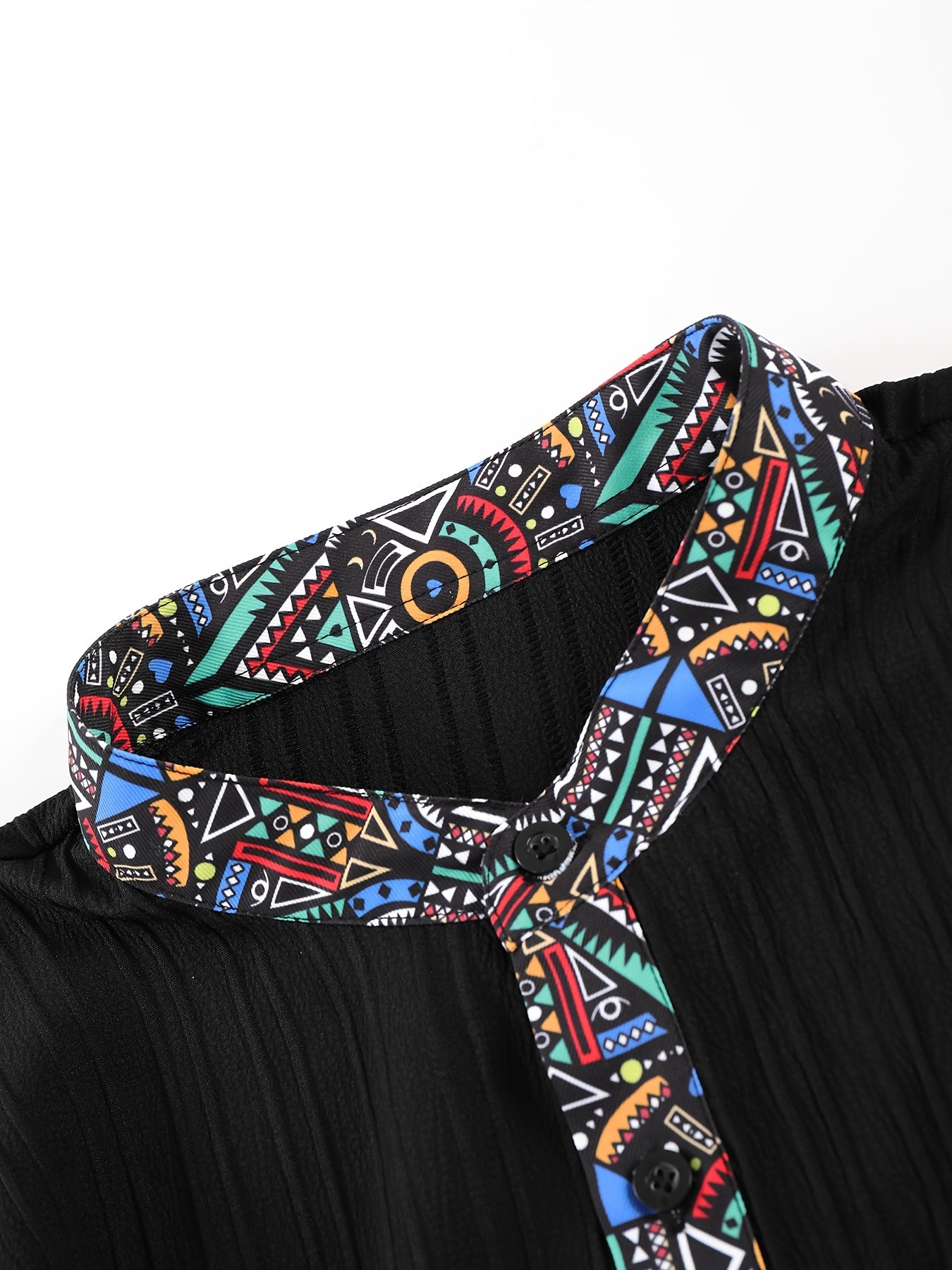 Men's Casual 2-Piece Set Geometric Print Shirt and Drawstring Pants Polyester