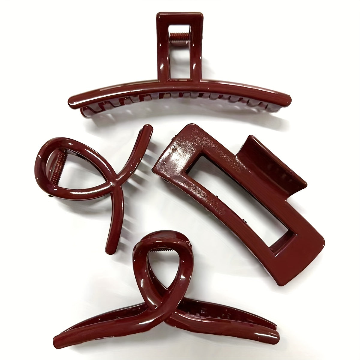 Set of 4 Red Hair Claw Clips for Women Large Non-Slip Resin Jaw Clips for Updos and Ponytails