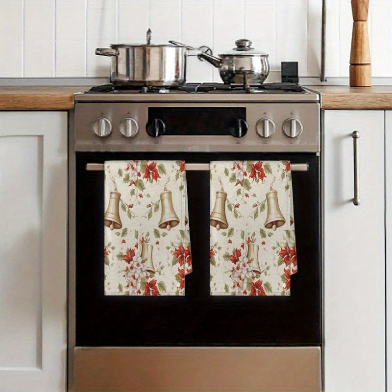 Christmas Kitchen Towel 45.72x66.04cm Bell Pattern Dish Drying Decor