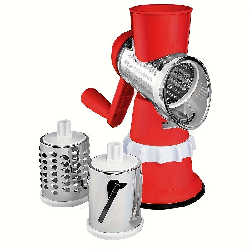 Rallador de queso rotatorio 4 en 1, cortador de verduras con cuchillas intercambiables, fácil de limpiar