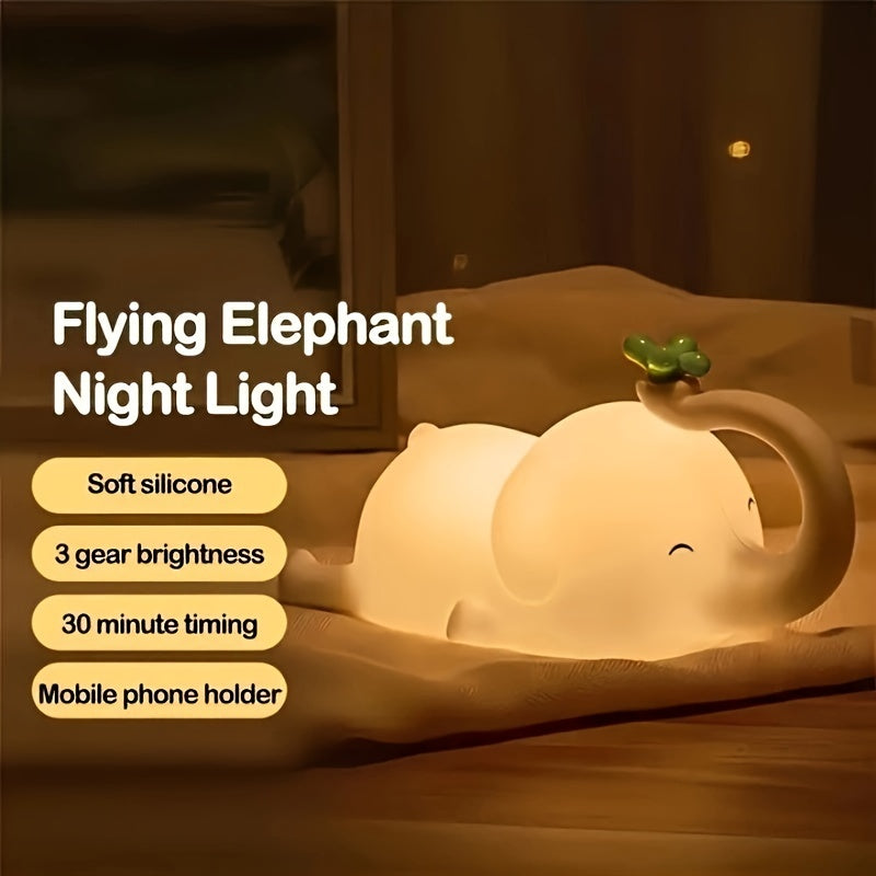 Elephant Night Light Silicone USB Rechargeable Soft Lamp for Sleeping and Hotel Use