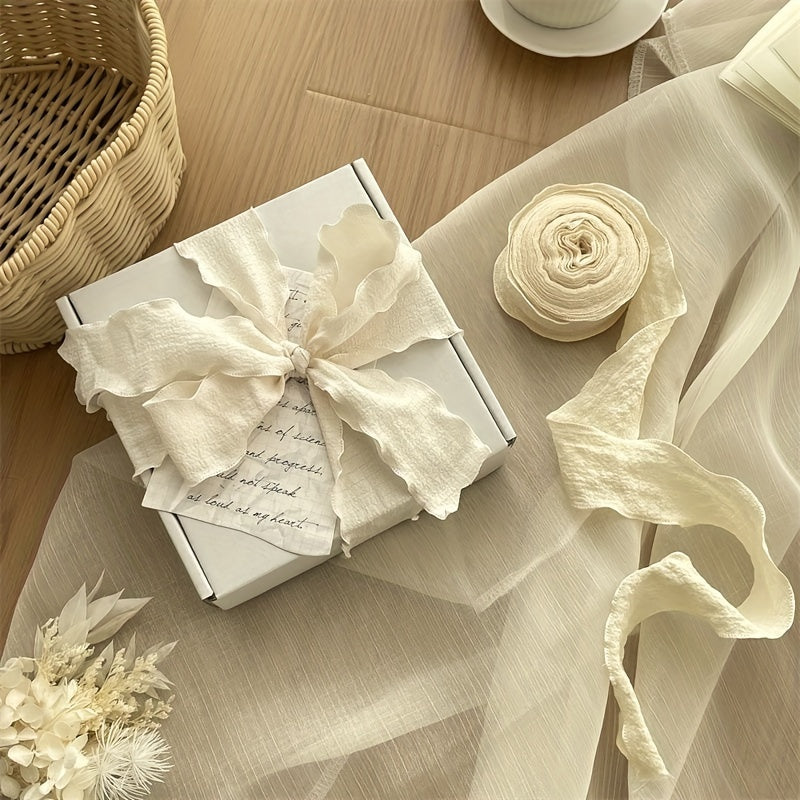 Envoltura de regalo con lazo plisado Boho Chic con borde de hoja de loto para decoraciones navideñas