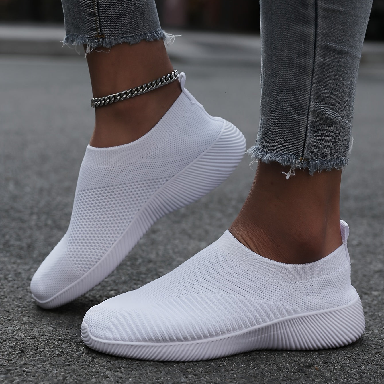 Women's Breathable Woven Sneakers, Lightweight, Plus Size Running Shoes