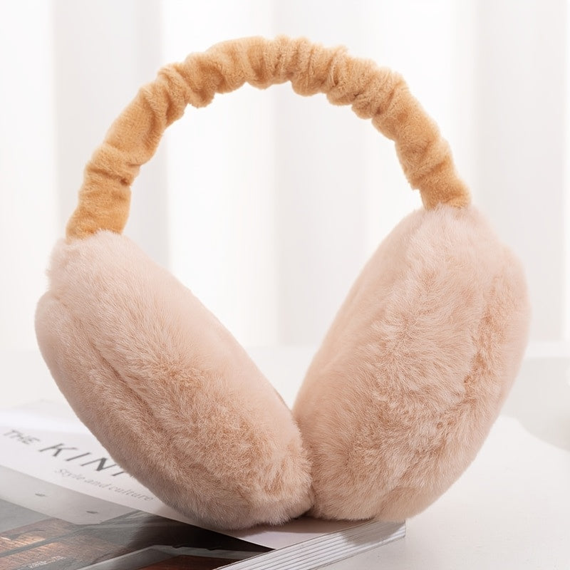 Unisex Plush Ear Muffs Winter Warmth Soft Polyester Hand Washable