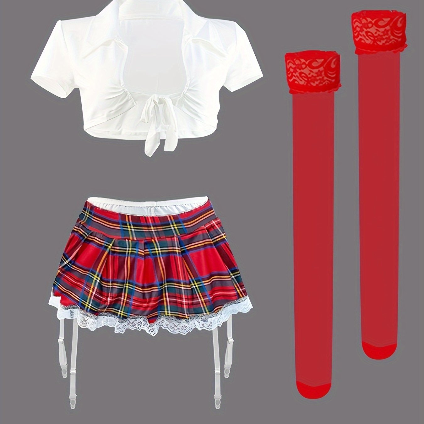 Conjunto de uniforme de otoño e invierno para mujer con medias seductoras y falda JK