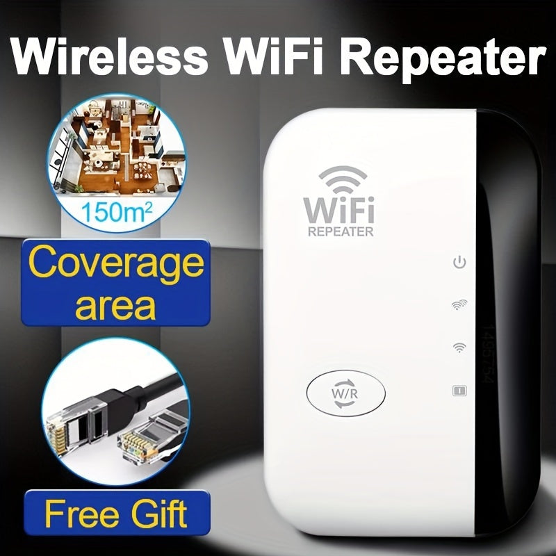 WiFi Extender Boosts Signal to 300Mbps Covers 5000 Sq Ft Ethernet Port Easy Setup Alexa Compatible EU Plug