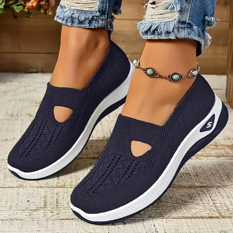 Women's Casual Sneakers Solid Color Breathable Fabric Low Top TPU Sole