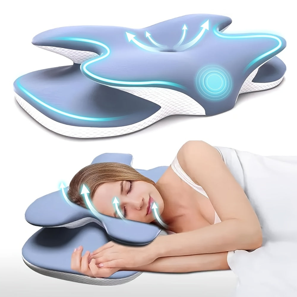 Memory Foam Cervical Pillow with Cooling Cover for Back Sleepers
