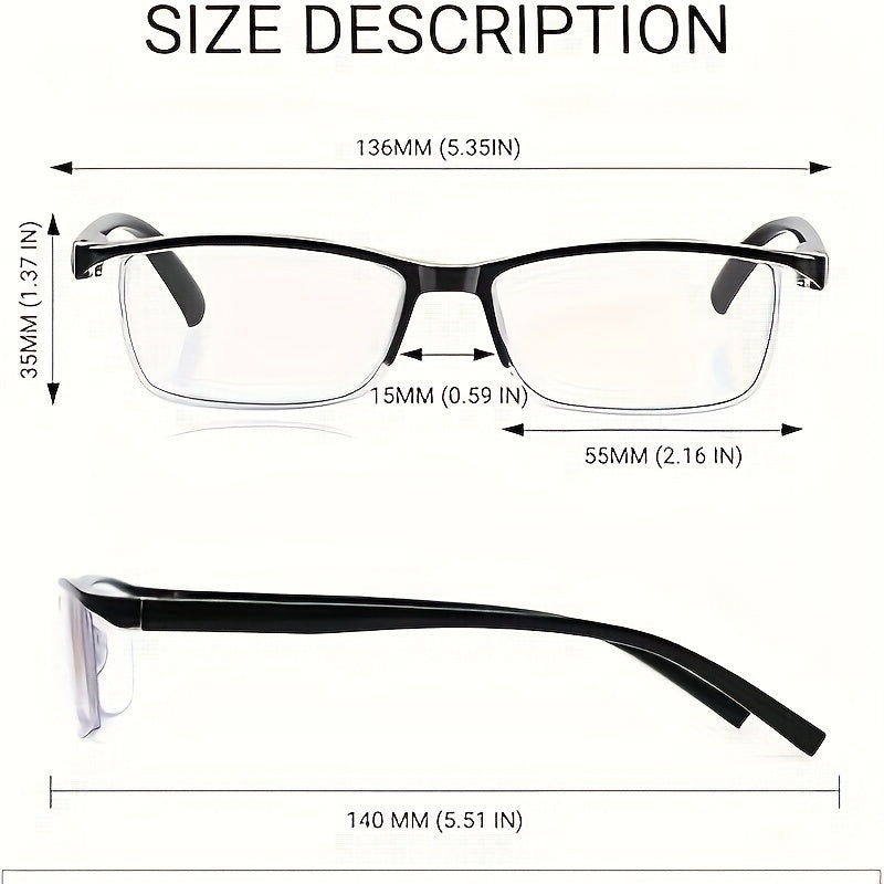 Unisex Reading Glasses Half Frame Durable PC Material Stylish Design +1.0 to +4.0
