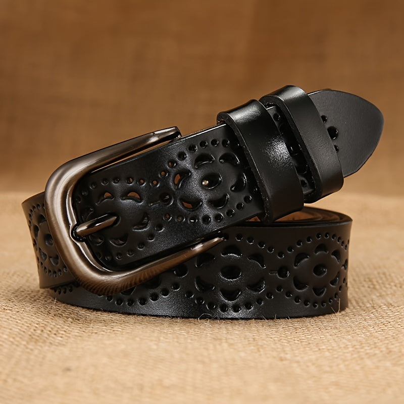 Женский винтажный пояс с вырезами и пряжкой-пуговицей для классических джинсов