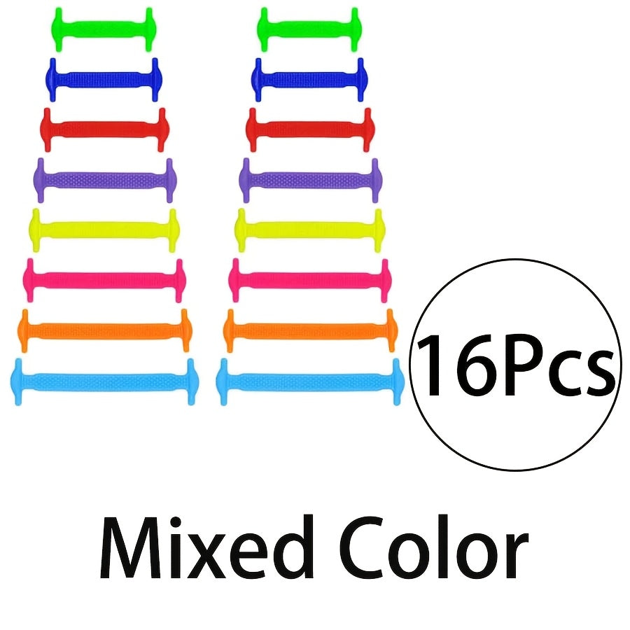 16 Pcs Elastic No-Tie Shoelaces Silicone Quick-Fit Durable Replacement
