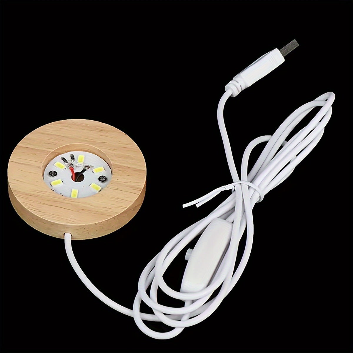 Ручная работа: светодиодная ночная лампа с деревянным основанием и кристальным шаром.