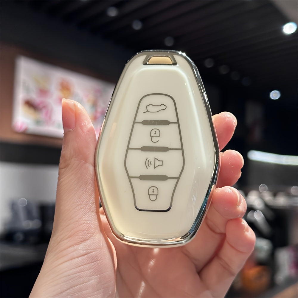 Universal TPU Car Key Fob Cover for Remote Control Black Silver Durable