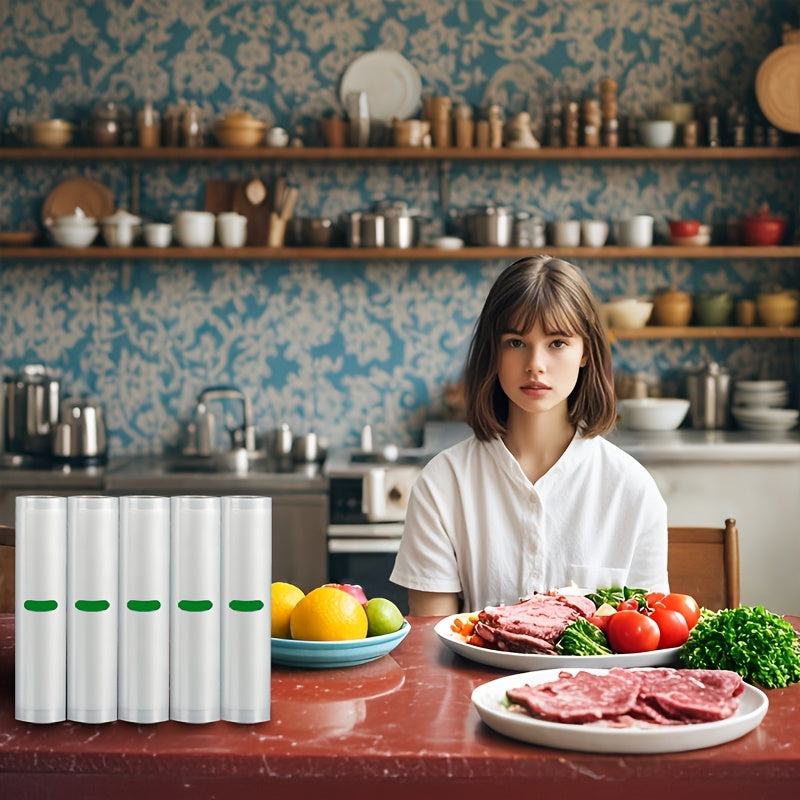 Vakuum Sealer Rolls - 5 dona, 3m uzunlik, ko‘p kenglik (28cm, 30cm, 33cm), mustahkam, yirtiqlarga chidamli dizayn, yangi saqlash va uzaytirilgan raf umr uchun, to'g'ridan-to'g'ri oziq-ovqat bilan xavfsiz, PE+PA