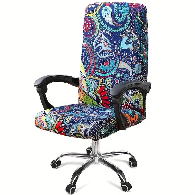Washable Office Chair Cover with Zipper Soft Anti-Dust Spandex for Desk Chairs