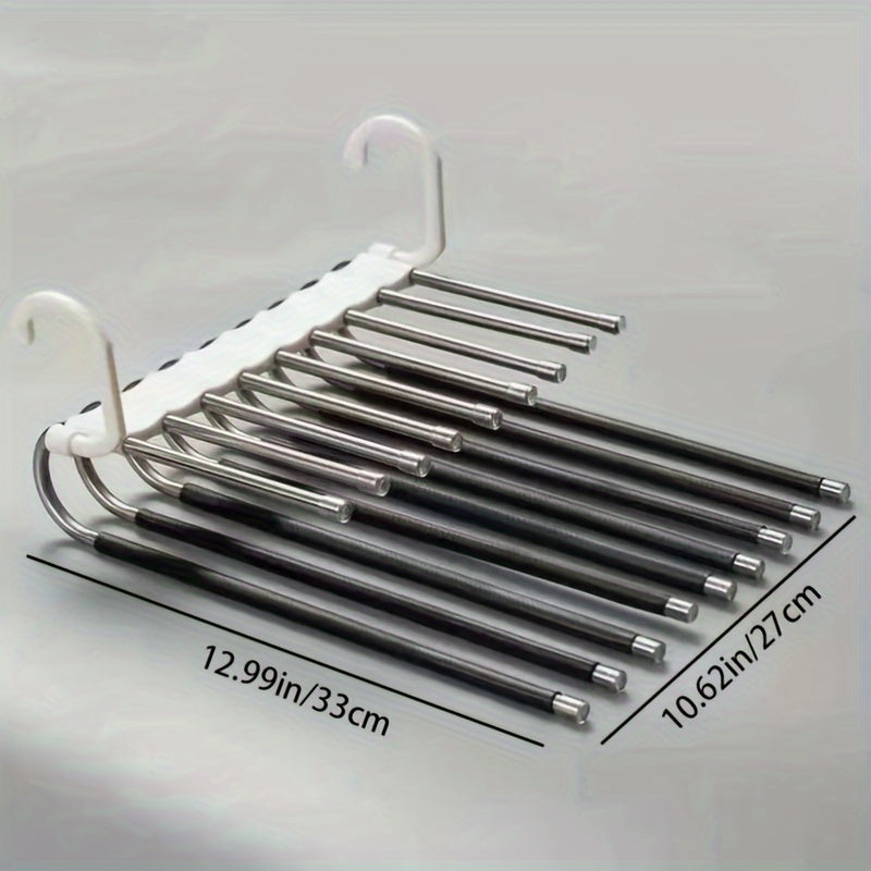 Perchero de pantalones de múltiples capas montado en la pared, organizador de armario que ahorra espacio para jeans y pantalones