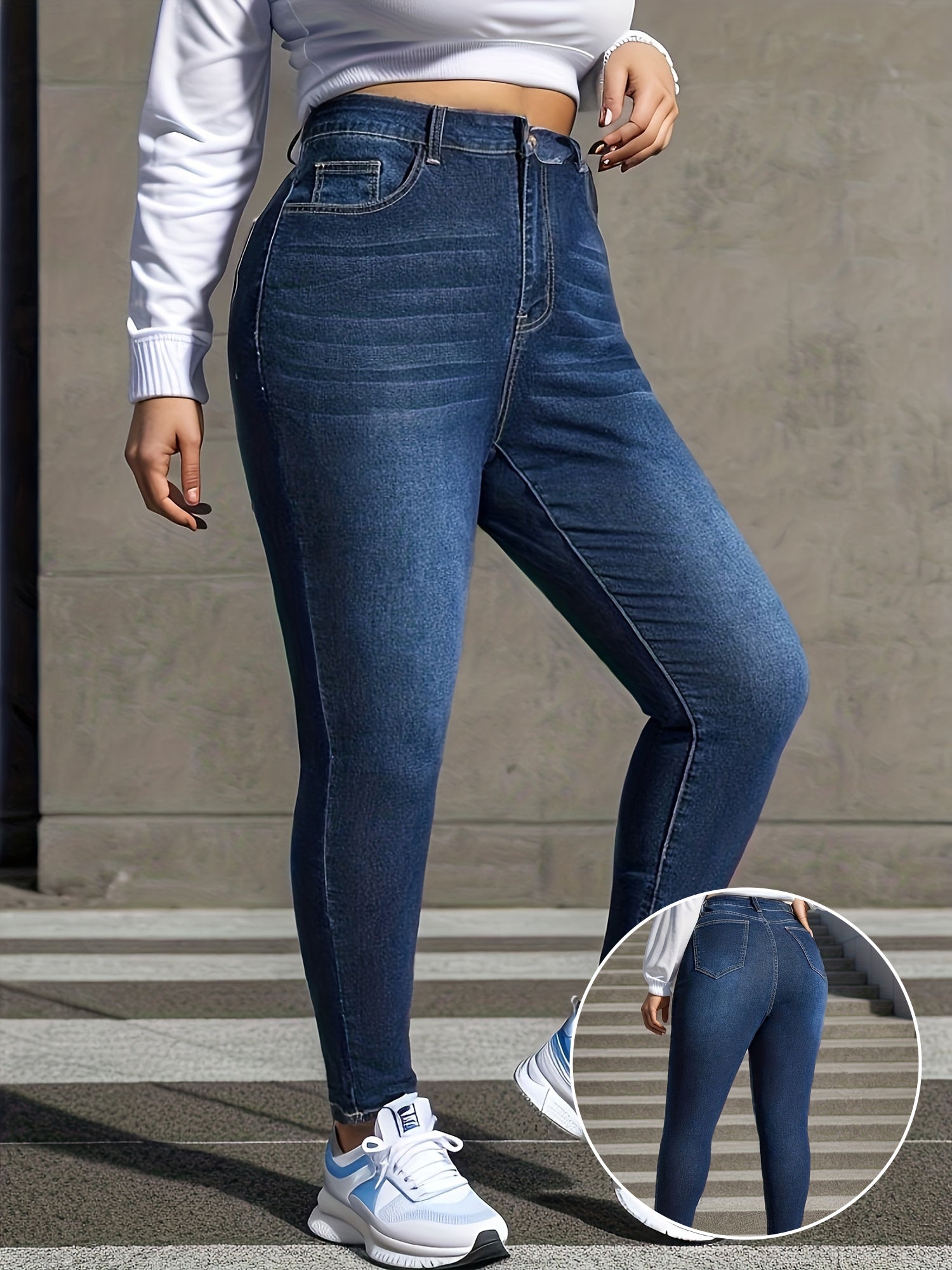 Women's Plus Size High Waisted Stretch Skinny Denim Jeans