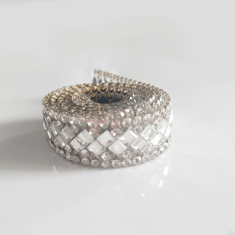 O'z-o'zidan yopishadigan rhinestone chiziq avtomobil bezatish uchun sovg'a materiallari, kumush porloq lenta