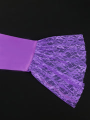 Women's Satin Lace Mermaid Evening Gown with Flared Sleeves and Round Neck