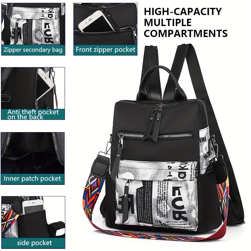 Unisex Nylon Casual Shoulder Bag with Zipper Closure and Adjustable Strap