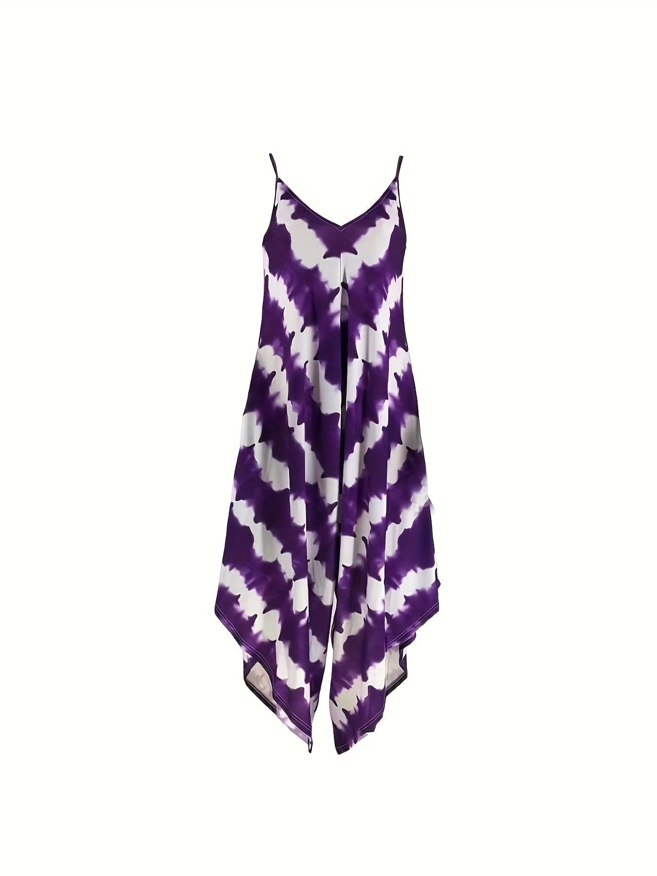 Plus Size Tie Dye Cami Jumpsuit Sleeveless V-Neck Casual Pockets Summer Women