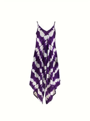 Plus Size Tie Dye Cami Jumpsuit Sleeveless V-Neck Casual Pockets Summer Women