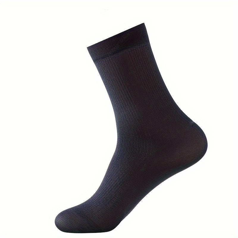 Men's Summer Thin Breathable Mid-Calf Business Socks Pack of 5