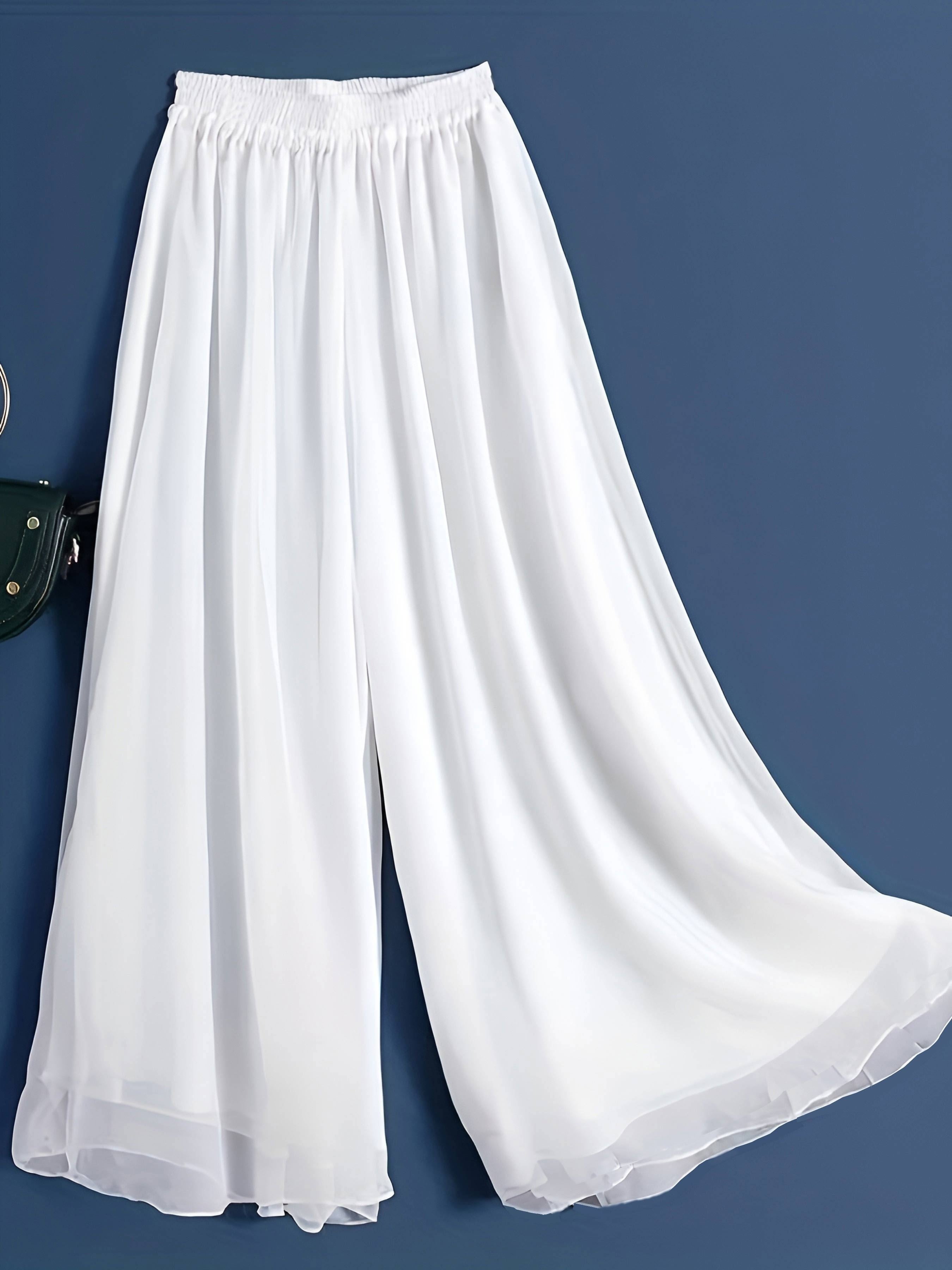 Women's Wide-Leg Palazzo Pants Vintage Chic High Waist Solid Polyester Spring Summer