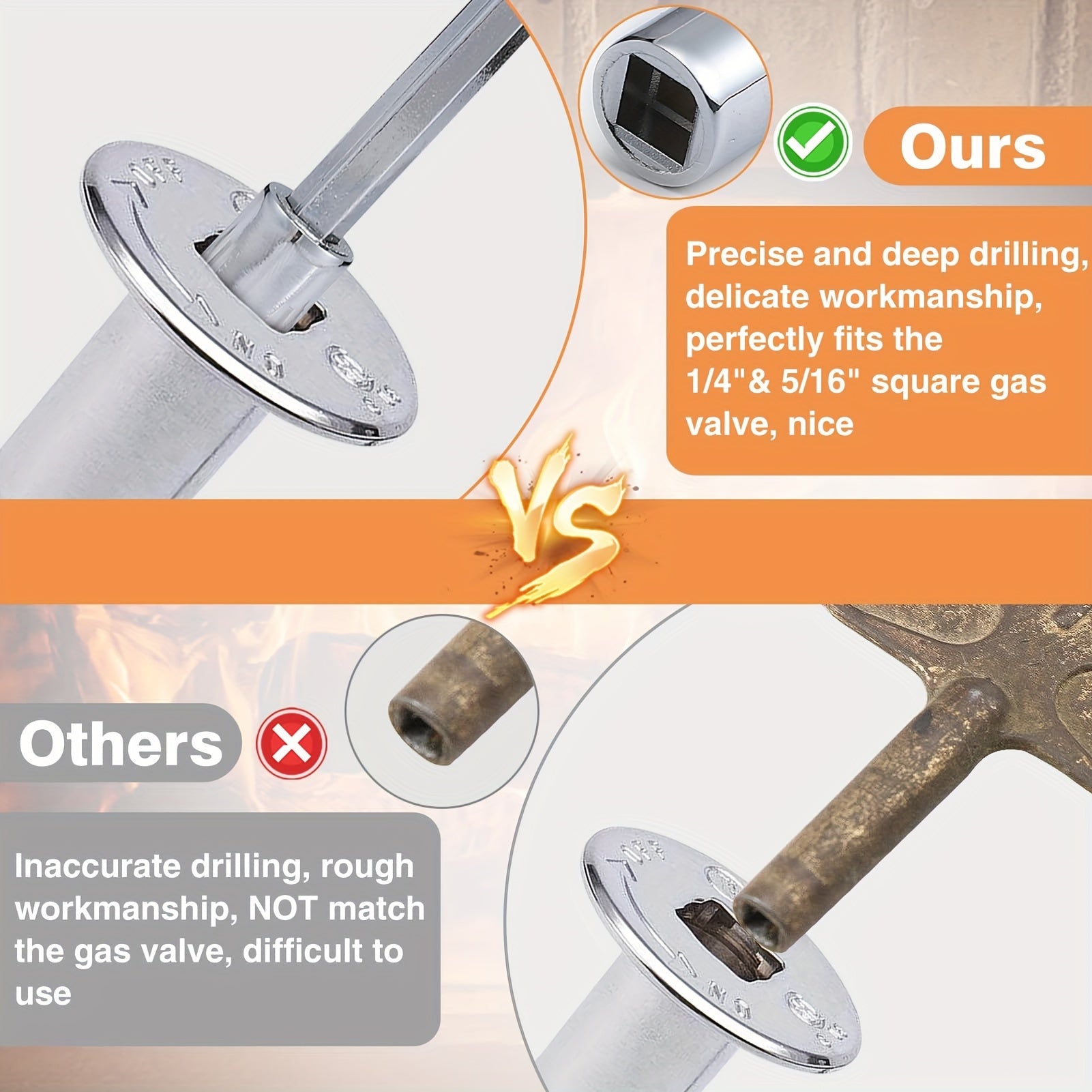 8 dyuymli gaz pechining kaliti, yoritgichli chiroyli krom D-ring, olovli quduqlar va pechlar uchun