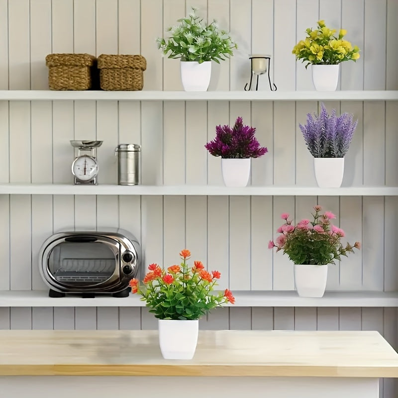 Set de 6 macetas de flores artificiales para decoración del hogar y oficina