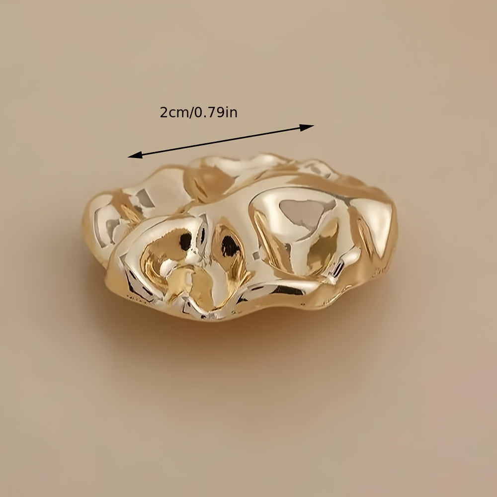 Set of 5 Golden Zinc Alloy Irregular Shape Shank Buttons for Women's Sweaters and Coats