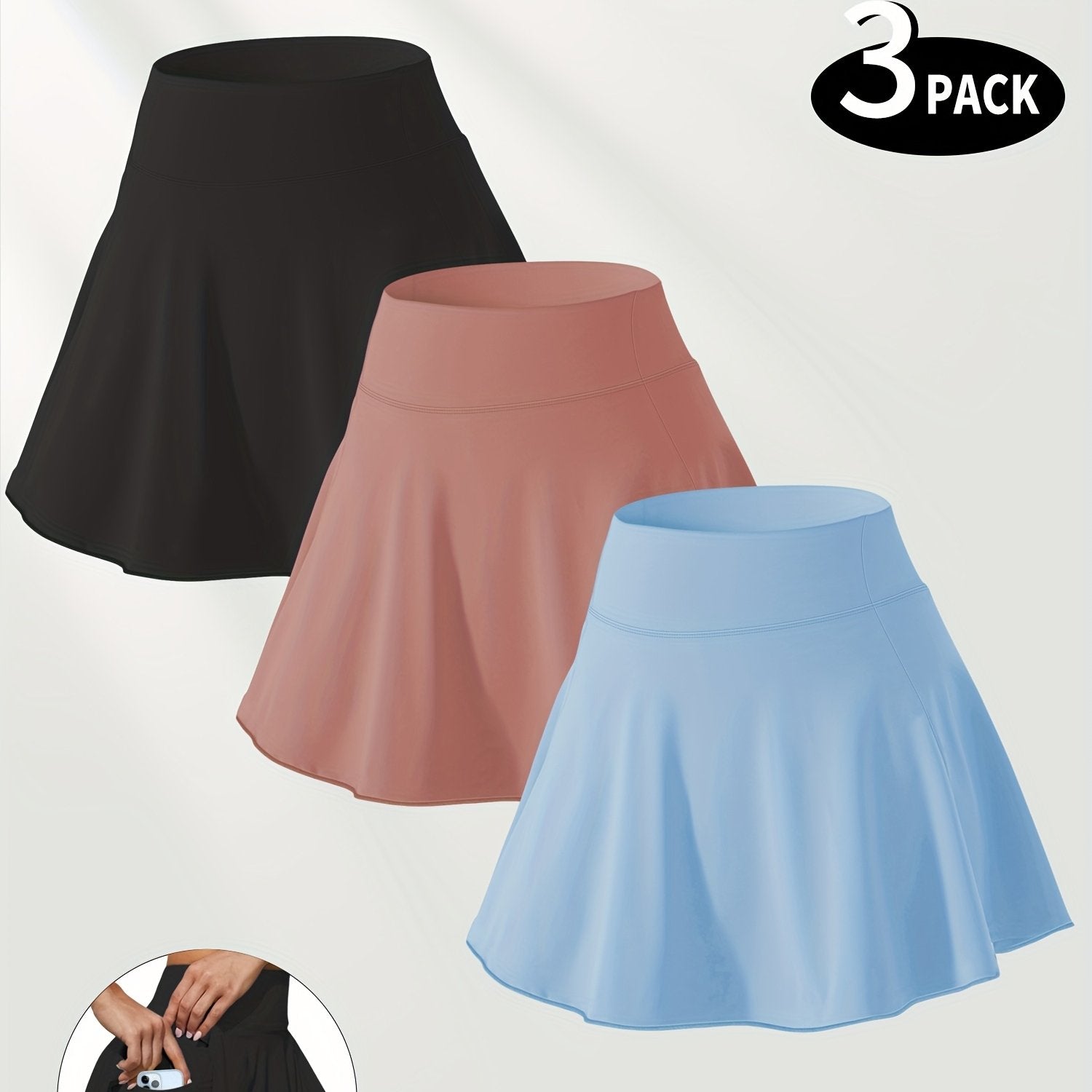 Plus Size Tennis Skort With Pockets Set For Spring Summer