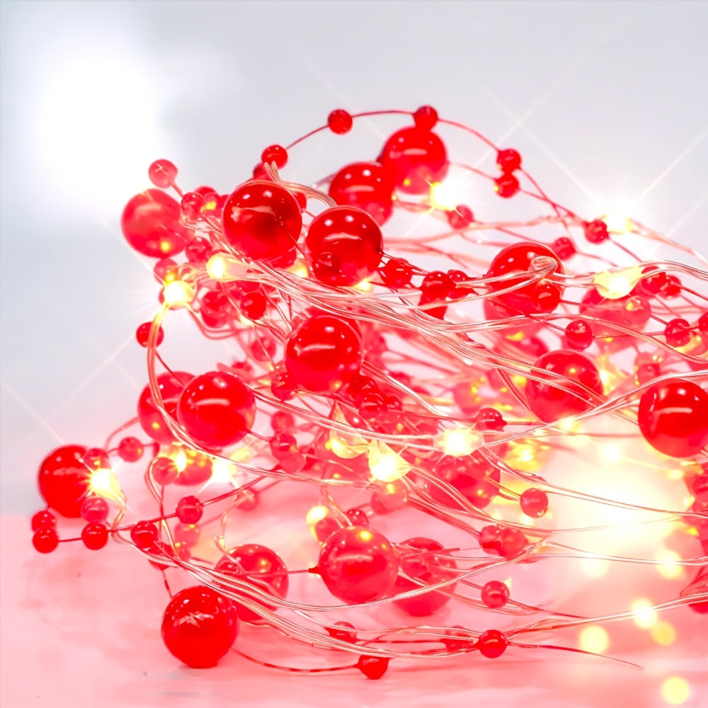 Warm White Pearl String Lights 20/50 LED Battery Operated Fairy Lights for Bedroom Wedding Decor